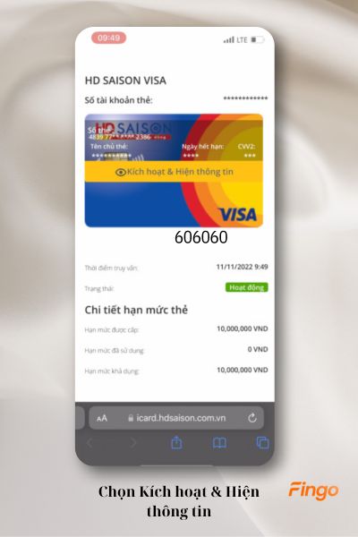 Chọn "Thẻ của tôi". Sau đó, chọn thẻ cần kích hoạt