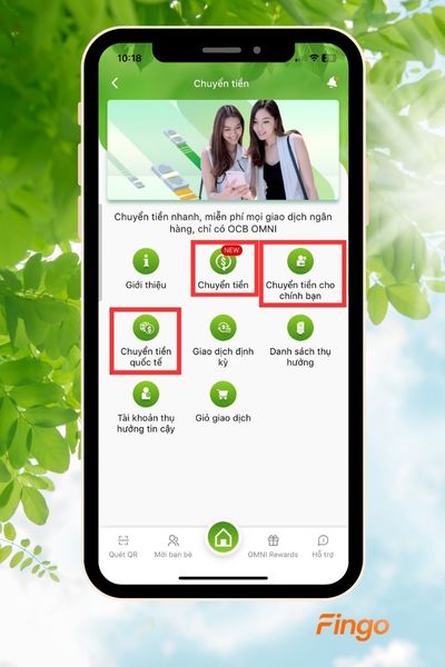 Chọn loại chuyển tiền mà bạn muốn thực hiện