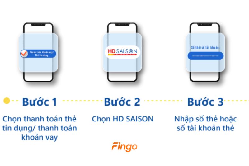Chọn thanh toán khoản vay/thanh toán thẻ tín dụng. Nhập số thẻ hoặc số tài khoản thẻ. Sau đó, chọn nhà cung cấp thẻ