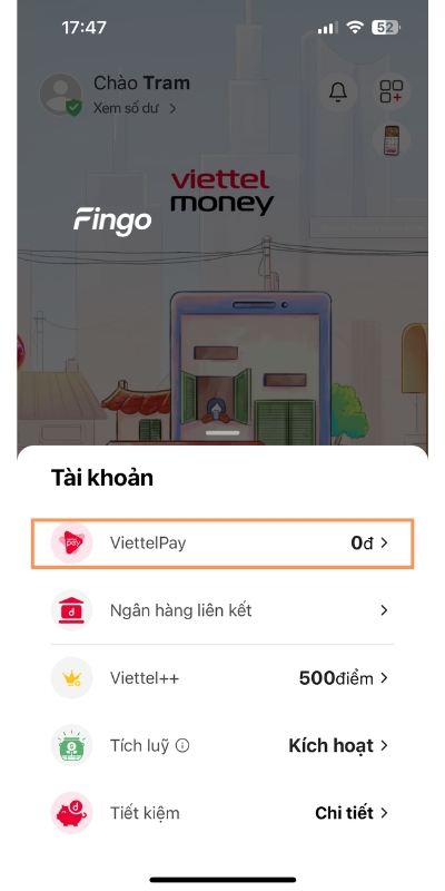 Chuyển tiền từ Vietcombank sang Viettel Money qua VCB Digibank bước 1.1