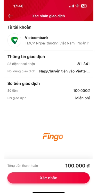 Chuyển tiền từ Vietcombank sang Viettel Money qua Viettel Money bước 3