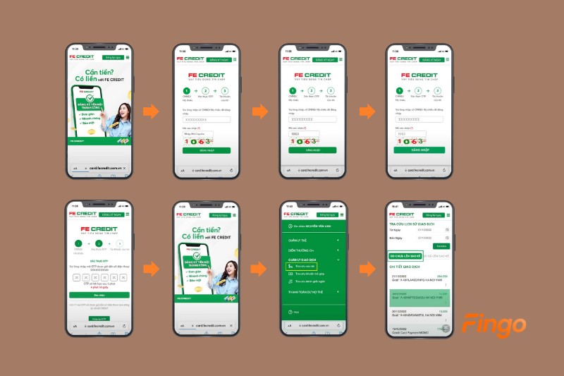 Sao kê thẻ tín dụng Fe Credit trên website