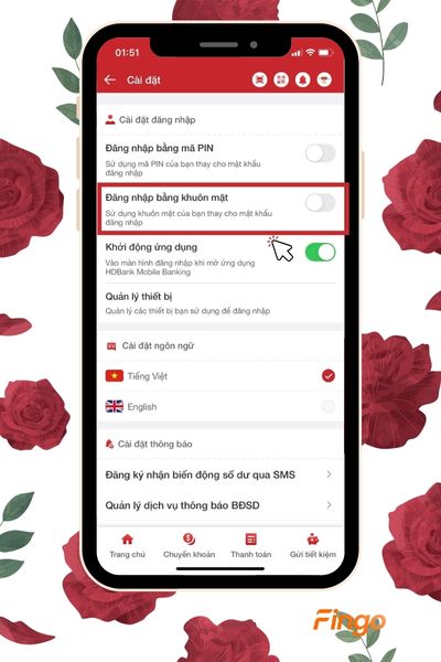 Bật chế độ "Đăng nhập bằng khuôn mặt"