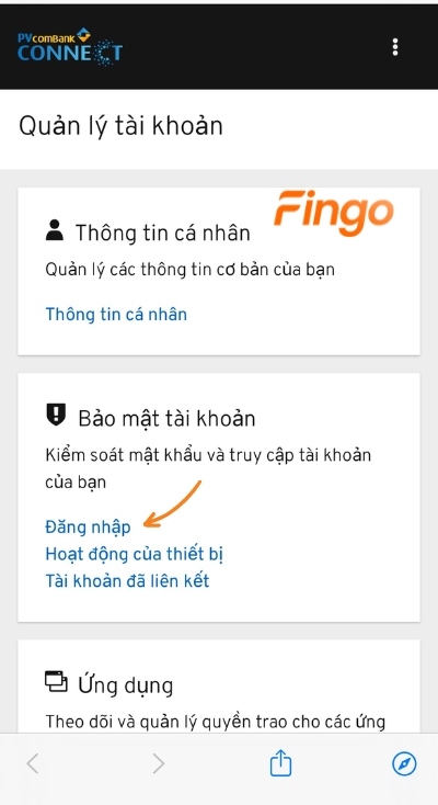 Nhấn chọn mục Đăng nhập