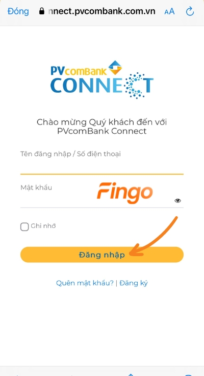 Đăng nhập vào ứng dụng Mobile Banking 