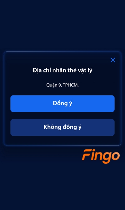 Lúc này sẽ hiển thị popup Xác nhận Địa chỉ nhận thẻ