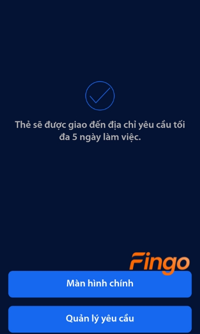 Màn hình lúc này sẽ hiển thị thông báo làm thẻ BVBank online thành công