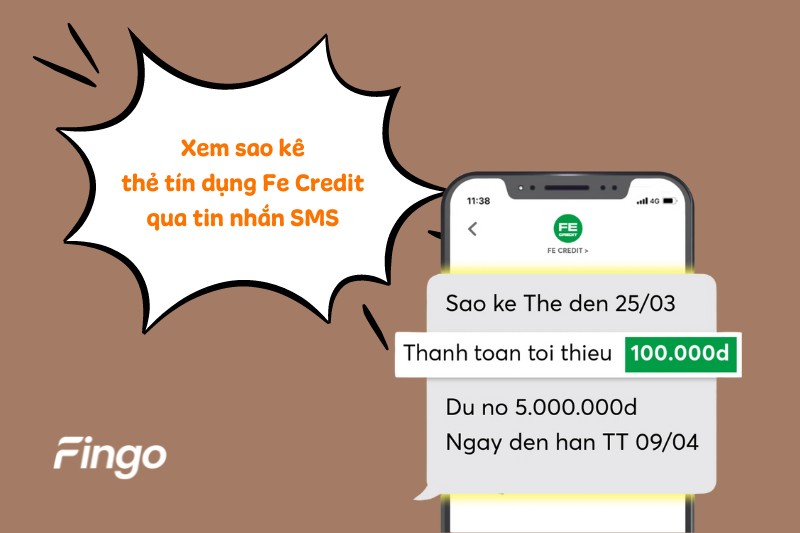 Xem sao kê thẻ tín dụng Fe Credit qua tin nhắn SMS