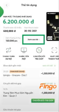Chọn mục “Xem sao kê”