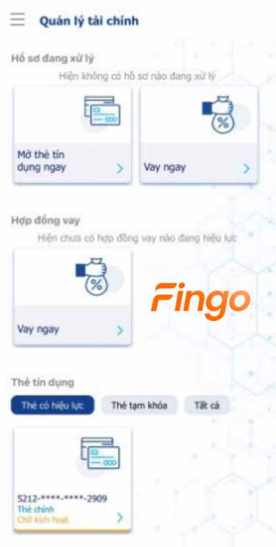 Truy cập ứng dụng và chọn thẻ cần kích hoạt