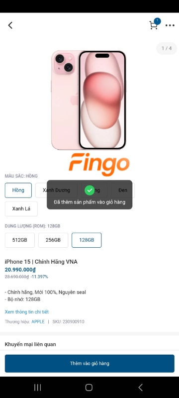  Thêm sản phẩm cần mua vào giỏ hàng