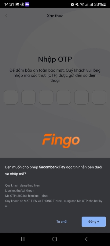 Nhập mã xác thực