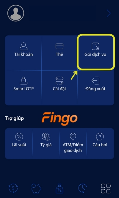 Đăng nhập ứng dụng. Tại mục Cài đặt, chọn Gói dịch vụ