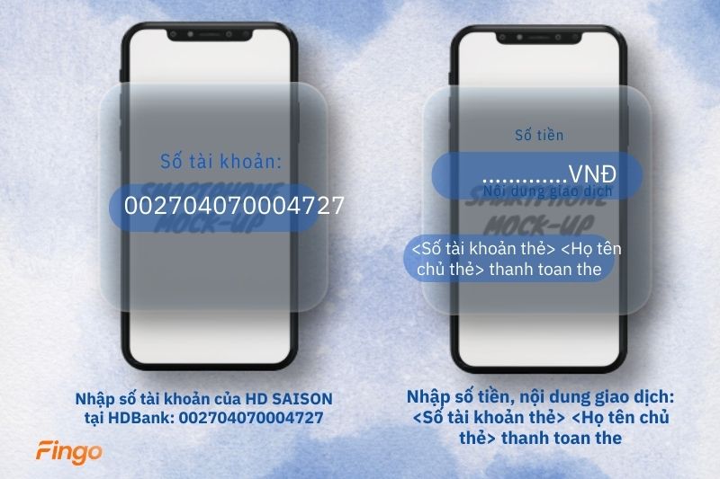 Nhập số tài khoản và số tiền