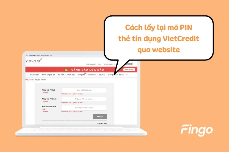Cách lấy lại mã PIN thẻ tín dụng VietCredit qua website 