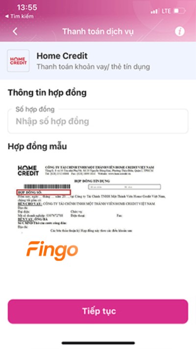Nhập "Số hợp đồng" hoặc "Số CMND/CCCD"