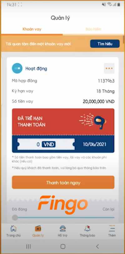 Chọn mục "Thanh toán ngay"