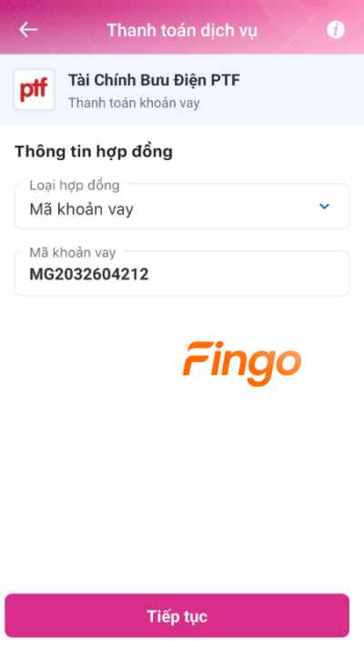 Chọn loại hợp đồng và nhập thông tin theo yêu cầu