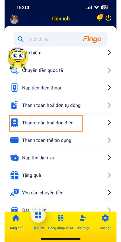 Thanh toán tiền điện qua Nam A Bank bước 2