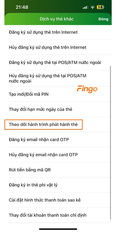 Theo dõi hành trình phát hành thẻ Vietcombank bước 2