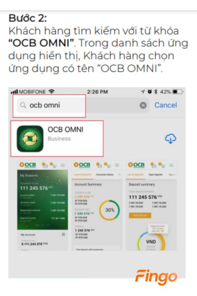 Chọn ứng dụng có tên “OCB OMNI”.