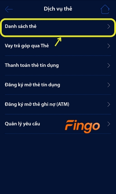 Chọn Danh sách thẻ