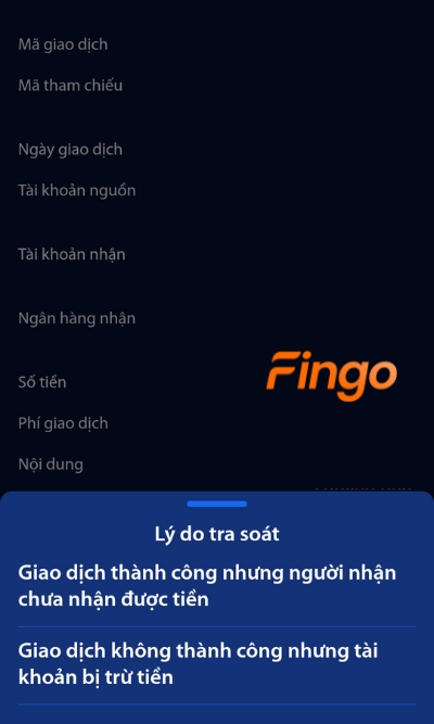 Chọn lí do tra soát.
