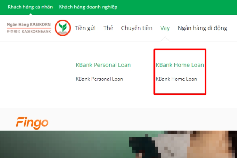 Chọn “KBank Home Loan” - gói vay mua nhà KBank.