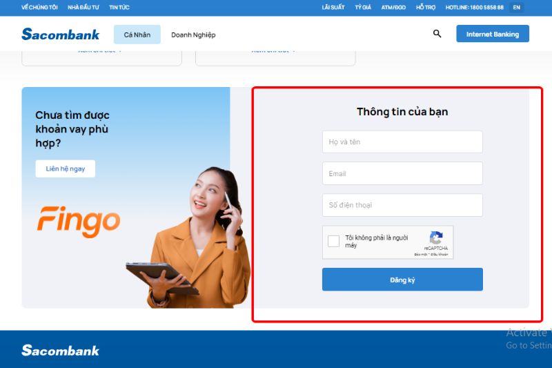 Lựa chọn “Xem chi tiết” để xem thêm thông tin về gói vay hoặc “Nhận tư vấn ngay” để cung cấp thông tin.