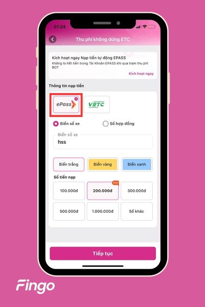 Nhập thông tin và bấm "Tiếp tục"