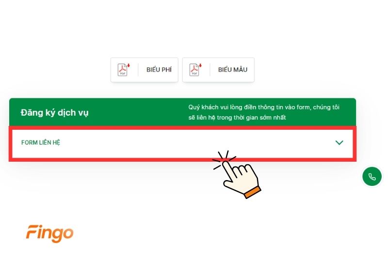 Bấm vào "Form liên hệ"