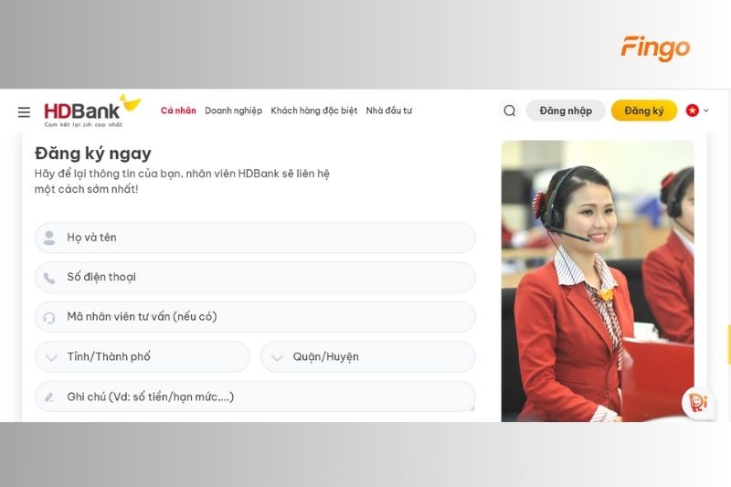 Điền thông tin đầy đủ theo yêu cầu của HDBank