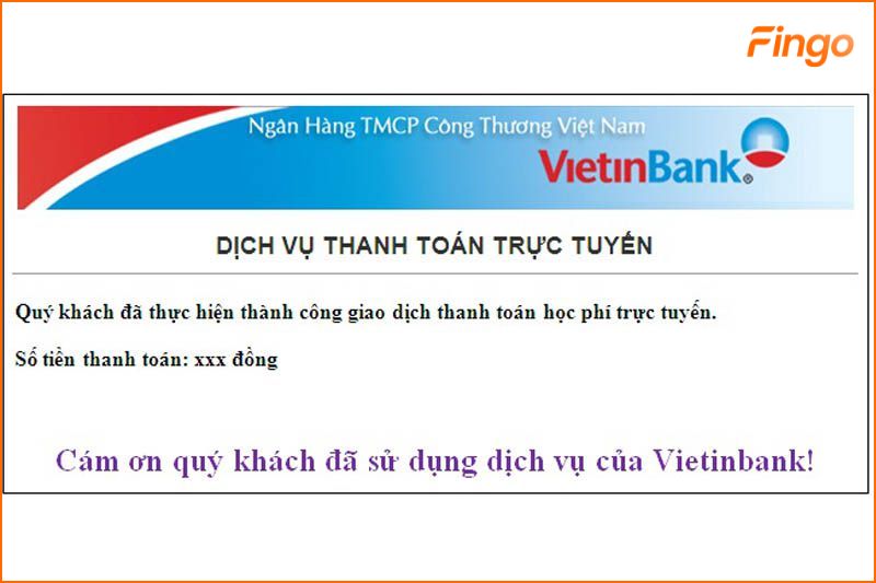 Dịch vụ thanh toán trực tuyến thành công