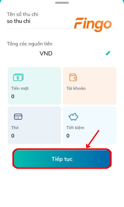 Tạo sổ thu chi BIDV và tiếp tục
