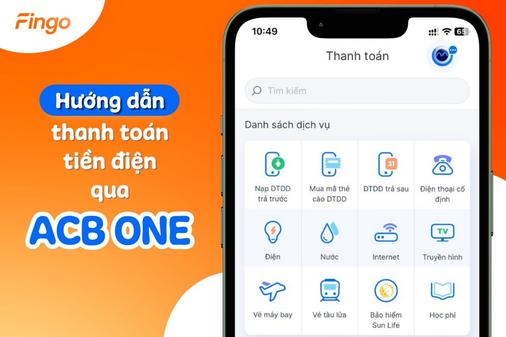 Cách thanh toán tiền điện qua ACB đơn giản