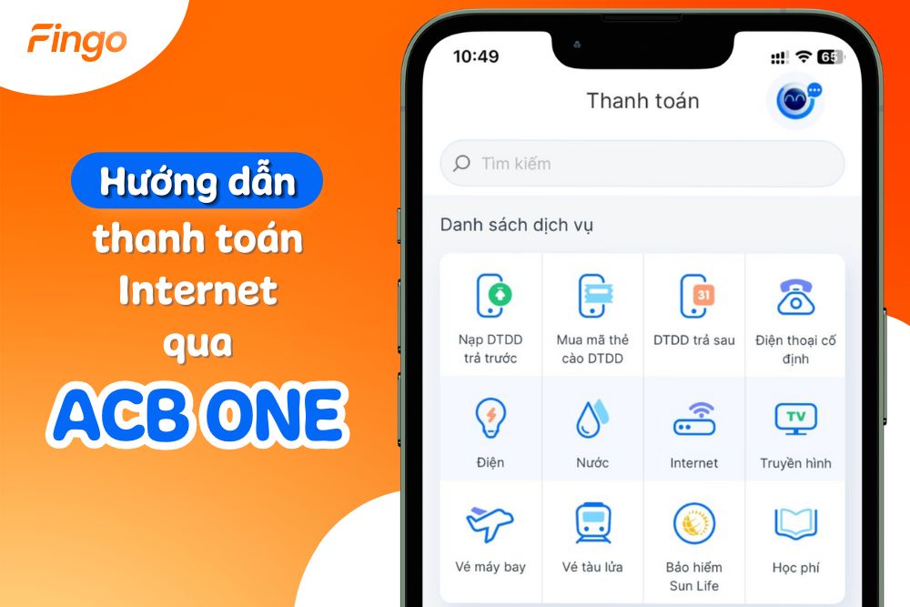 Cách thanh toán cước Internet qua ACB ONE nhanh chóng