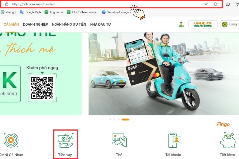 Chọn mục "Tiền vay"