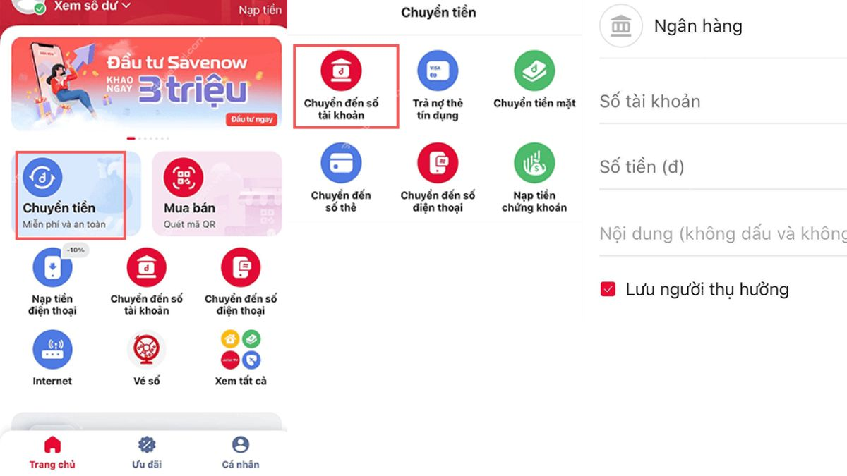 Thao tác chuyển tiền từ sim Viettel sang MB bank với 6 bước cơ bản