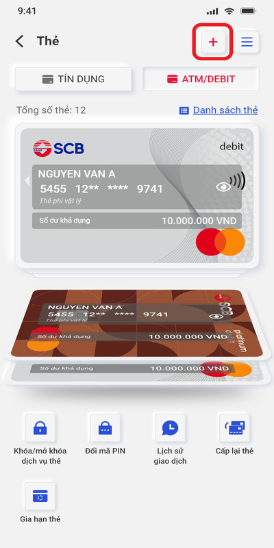 Màn hình đăng ký mở thêm thẻ S-Digital