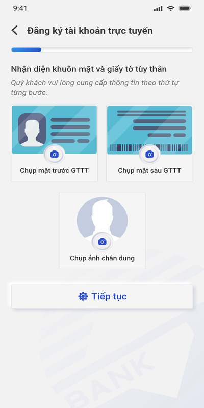 Chụp ảnh GTTT và chụp khuôn mặt để xác thực