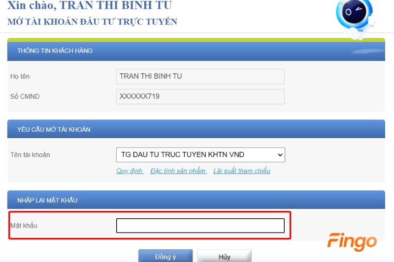 Nhập mật khẩu tài khoản ACB Online
