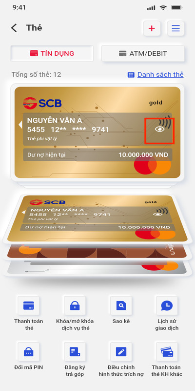 Chọn icon Mắt khoanh đỏ được hiển thị trên điện thoại