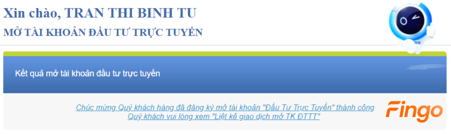 Mở tài khoản đầu tư trực tuyến ACB thành công