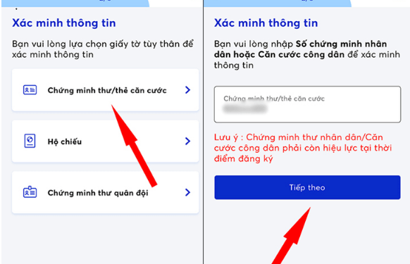 Định danh MB bank khi đăng ký tài khoản