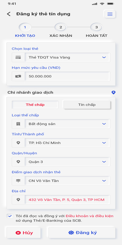 Nhập thông tin cần thiết theo form yêu cầu