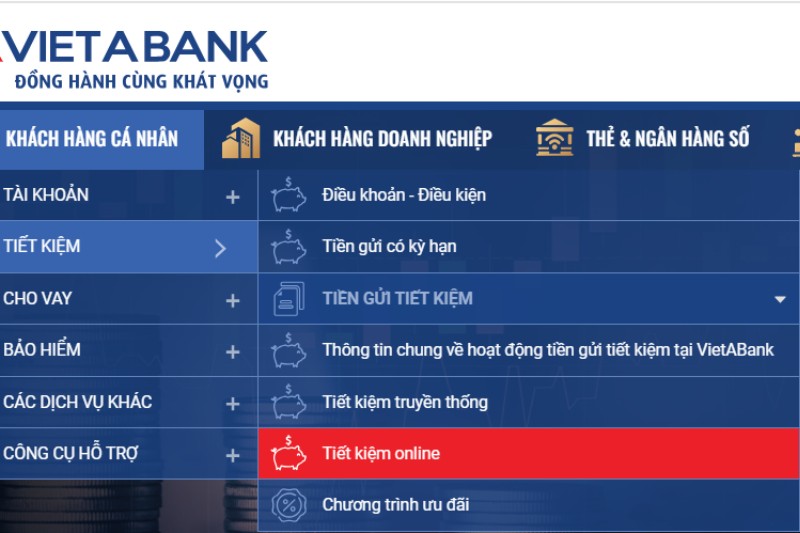Gửi tiết kiệm online ngân hàng VietABank