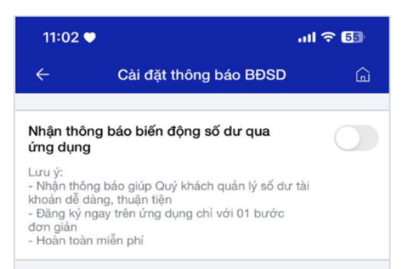 Màn hình tắt thông báo BĐSD