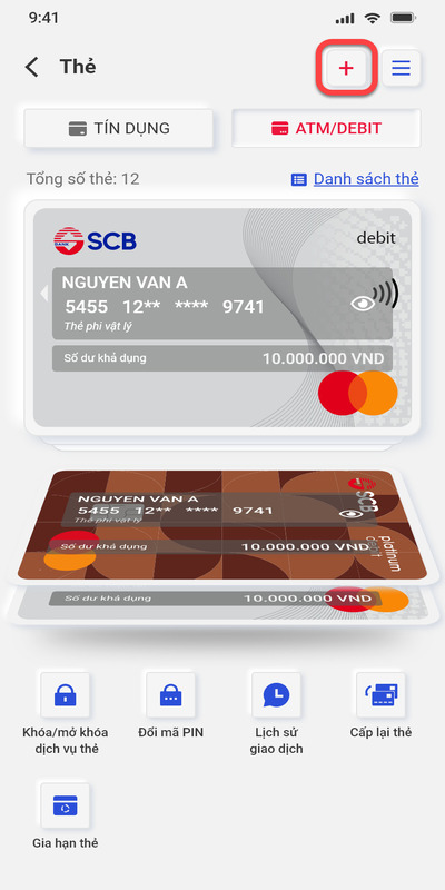 Màn hình đăng ký mở thẻ thanh toán online