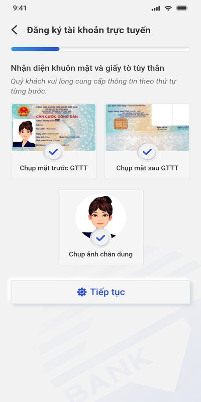Ứng dụng nhận diện khuôn mặt thành công, chọn Tiếp tục