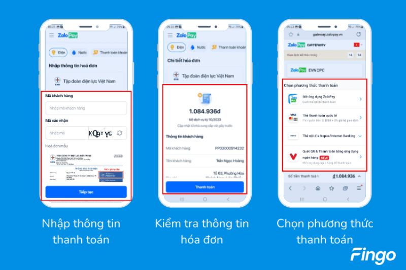 Thanh toán tiền điện qua Zalo Pay bằng tài khoản Vietinbank